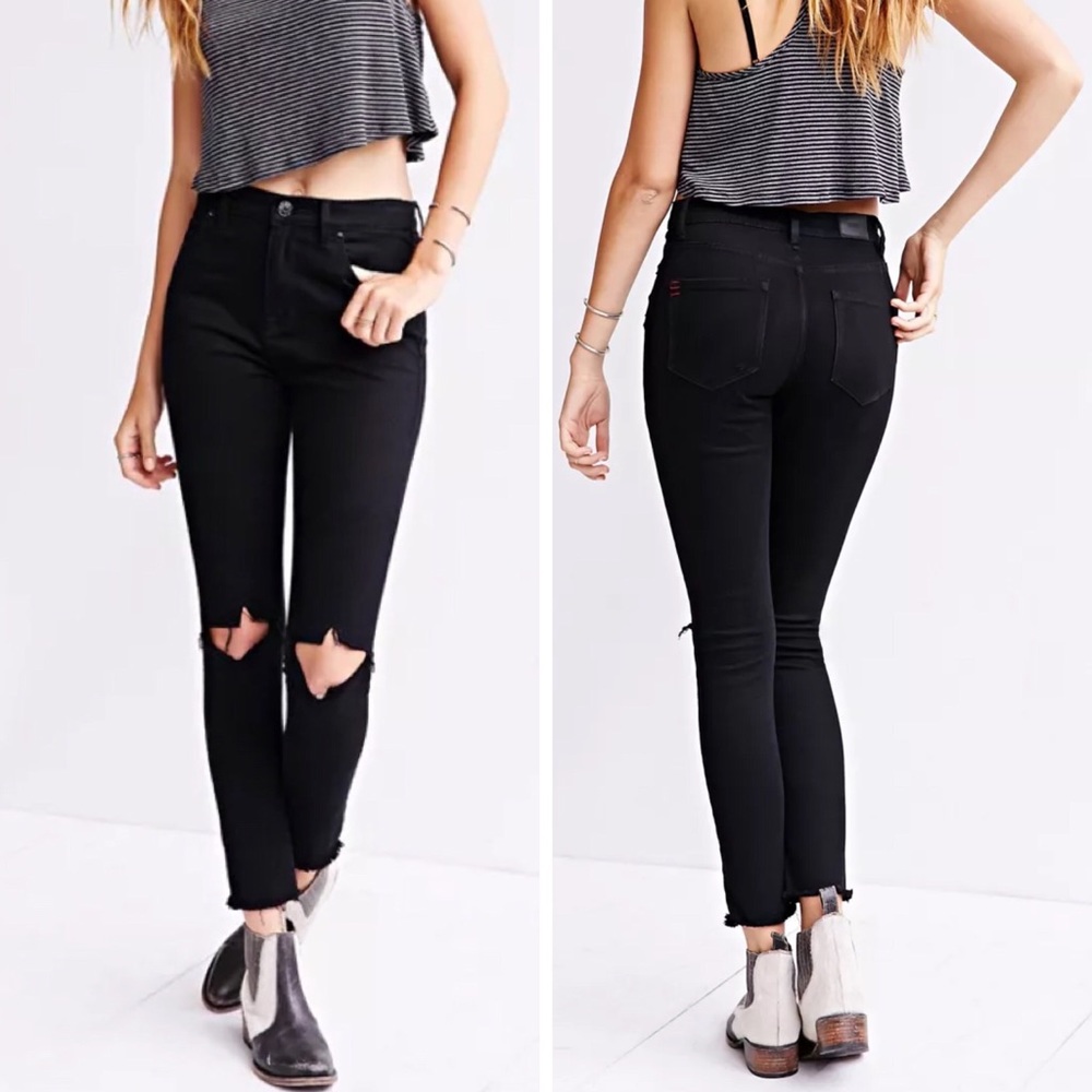 UO BDG || Skinny High Rise Grazer Rip Knee Denim Jeans 25W 27L